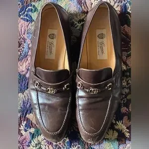 Vtg Gucci Classic GG Gold Brown Leather Men’s Slip On Loafers Shoes Size 42.5 M Gucci | Shoes | Vtg Gucci Classic Gg Gold Brown Leather Mens  main image 2
